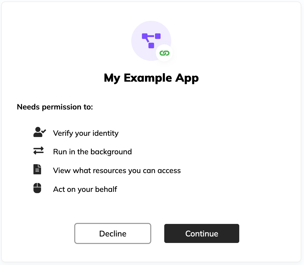 Default Approval Page for the :guilabel:`My Example App`.